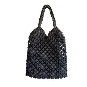 J. Crew Cadiz Knot Hand-Knotted Rope Tote Bag Women's Black Beach Boho